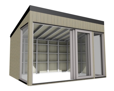 Preview: Gartenhaus aus Fichtenholz mit großflächiger Verglasung